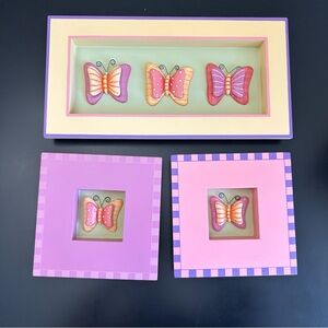 New Vintage 3 piece Home Interior Kids Designs Butterfly set decor